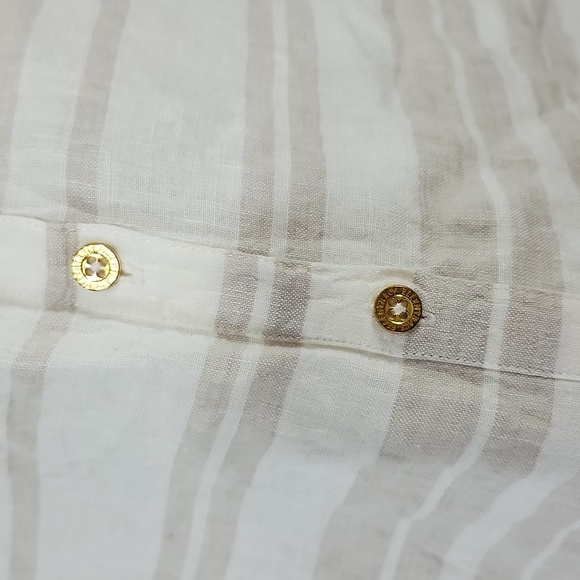 Ellen Tracy Ladies Size Medium Linen Sleeveless Striped Button-Up Top Casual - Picture 4 of 9